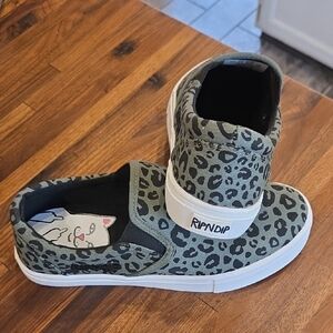 Ripndip Olive Green Leopard Slip-On Sneakers